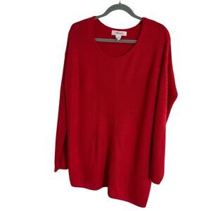Workshop Republic Clothing Sweater Womens Large Red Waffle Crewneck Pullover